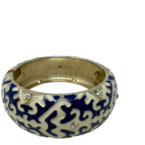 Talbots Bracelet enamel hingle bangle blue and cream NWT